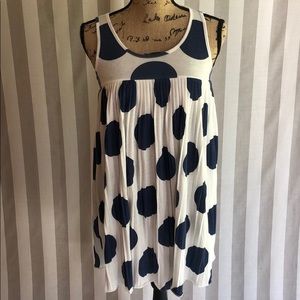 Vintage Havana Blue White Polkadot pleated dress
